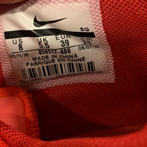 Nike Womens Air Max 1 Ultra Flyknit Running University Red Trainers Sz 8 - Picture 8 of 10